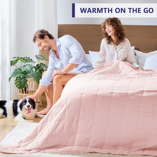 Image of yescool King Size Weighted Blanket for Adults (20 lbs, 80 inch x 87 inch, Pink) Cooling Heavy Blanket for Sleeping Perfect for 190-210 lbs, Breathable Blanket for Adults & Couple All Season, Machine Washable
