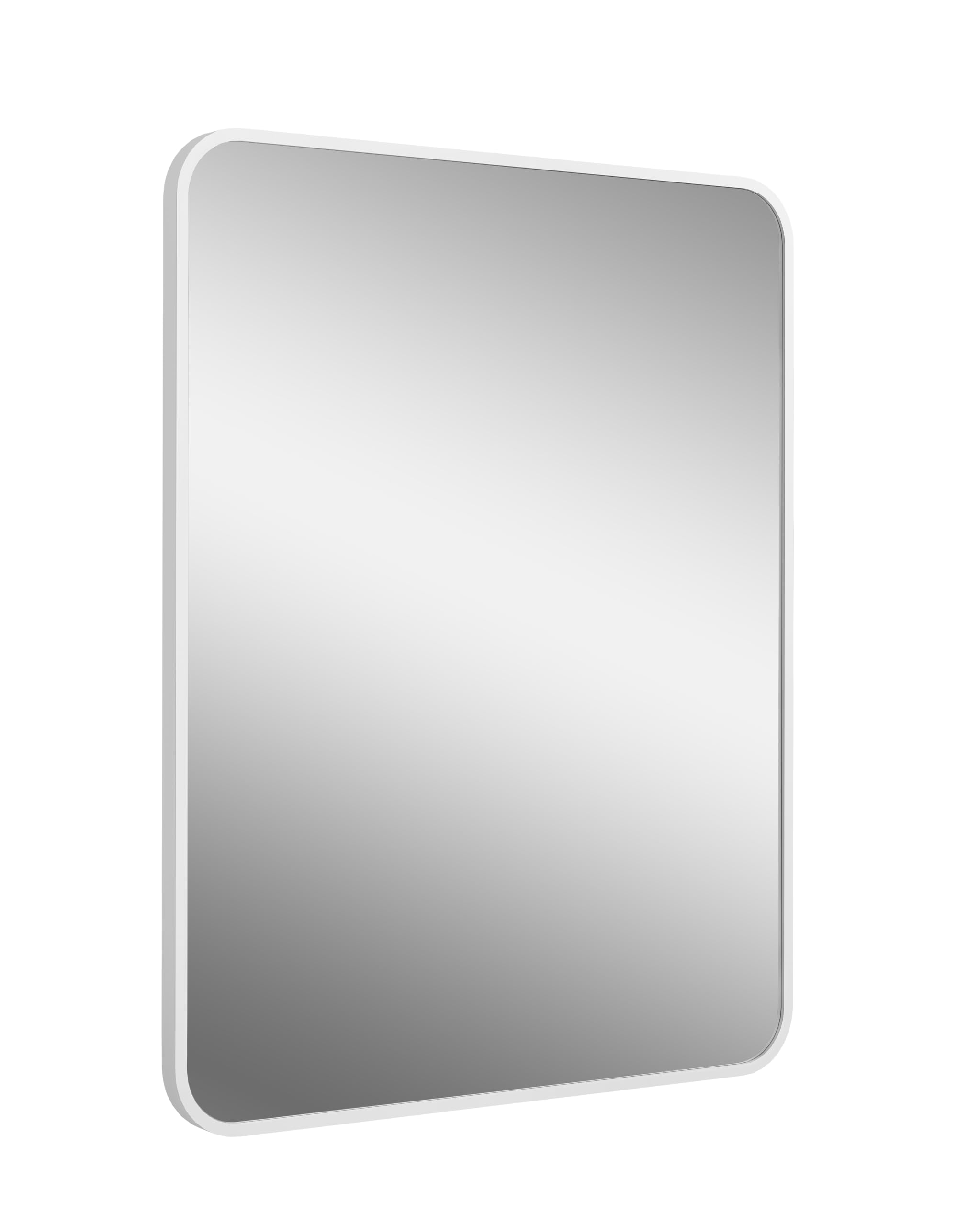 BD ART Espejo de pared rectangular de 60 x 80 cm, color blanco, marco de madera de densidad media, espejo decorativo grande para pasillo, baño y salón, moderno espejo para montaje en pared (vertical y