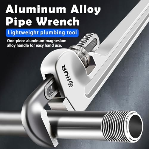 Image of Aluminum Pipe Wrench Set, 10 inch, 12 inch, 14 inch, 3-piece, 40% Lighter, Heavy Duty Adjustable Plumbing Wrench Set, Wider Application Range