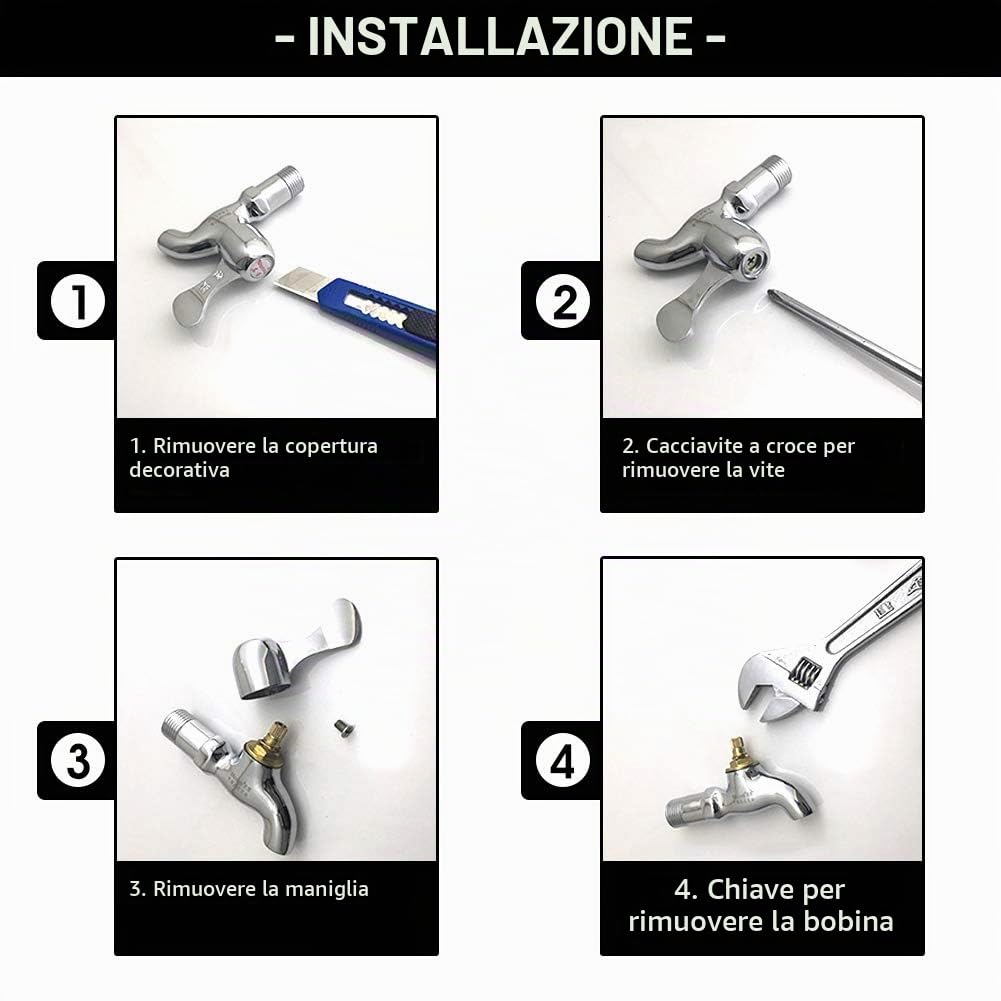 2 Pcs Vitoni in Ceramica per Rubinetti Acqua Fredda e Calda, Vitoni di Ricambio, Coppia di Vitoni con 20 Ingranaggi per Cucina Bagno, Lunghezza 53 mm, Oro