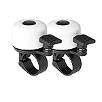 Binudum Bike Bell 2 Pack with Loud Melodious Sound Classic Mini Bicycle Bell for Kids Adults Bike Horn for Road, Mountain Bike for Scooter, MTB, BMX (White 2 Pcs)