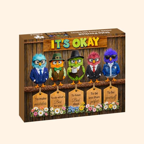 Puzzles para adultos 500 piezas, Rompecabezas de pájaros con estilo posados, flor imposible, para personas mayores y familia, 20.47x14.96 pulgadas, póster 1:1, letras en el reverso miniatura 2