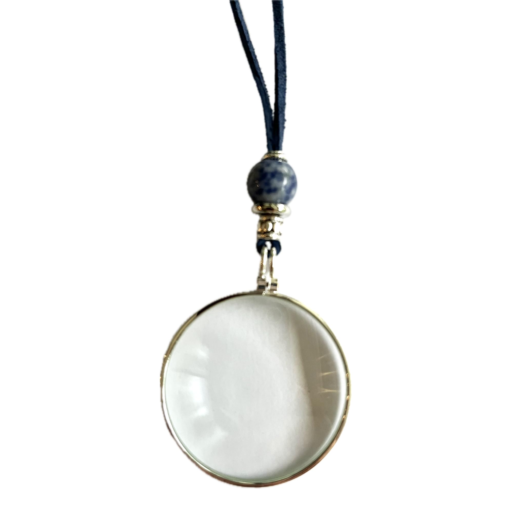 Magnifying Glass Necklace, Sodalite Crystal, Magnify Harmony and Self Expression, Pre- made, Ready to Ship! Blue & White La Loupe by Wendra