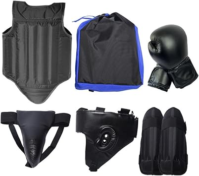 Sparring Gear Set Martial Arts Protector Equipments, Sanda Kickboxing Kit 6pcs Gear Set,for Men and Women