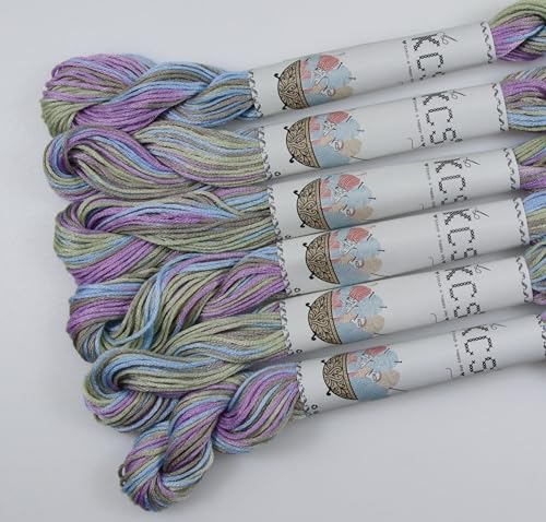 Image of KCS Big skeins of 25 Meters Size 25 Color Variegated Cross Stitch Stranded Threads,6 skeins,4523