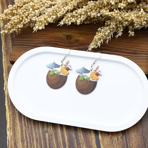 Hawaiian Coconut Drink Earrings for Women Cute Colorful Strawberry Orange Coconut Tree Dangle Earrings Funny Hawaiian Holiday Party Jewelry Beach Travel Souvenir Decors4