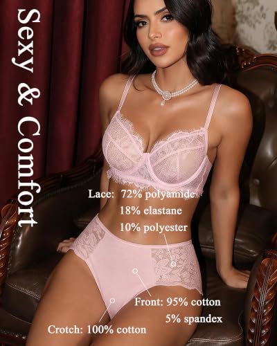 Sexy Underwear for Women Cotton High Waisted Brief Lady Lace Panties 6 Pack - image 3