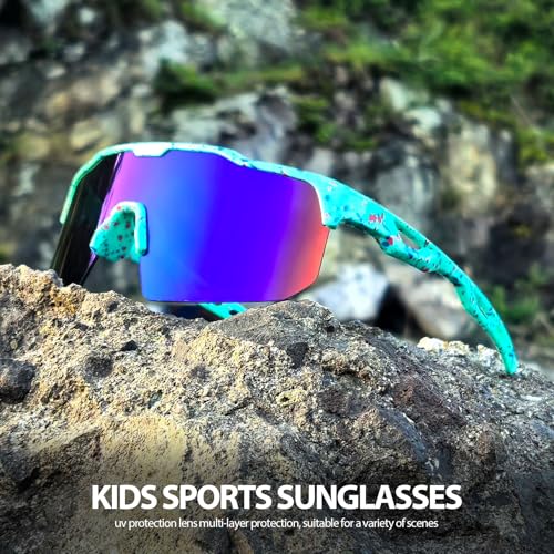 Image of Youth Baseball Sunglasses for Boys Girls Softball Cycling Sports Sunglasses Kids Lightweight UV Protection