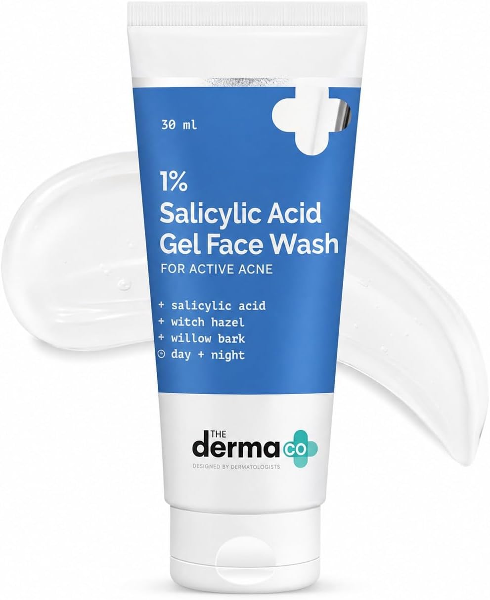 1% Salicylic Acid Gel Face Wash with Salicylic Acid & Witch Hazel for Active Acne - 30 ml