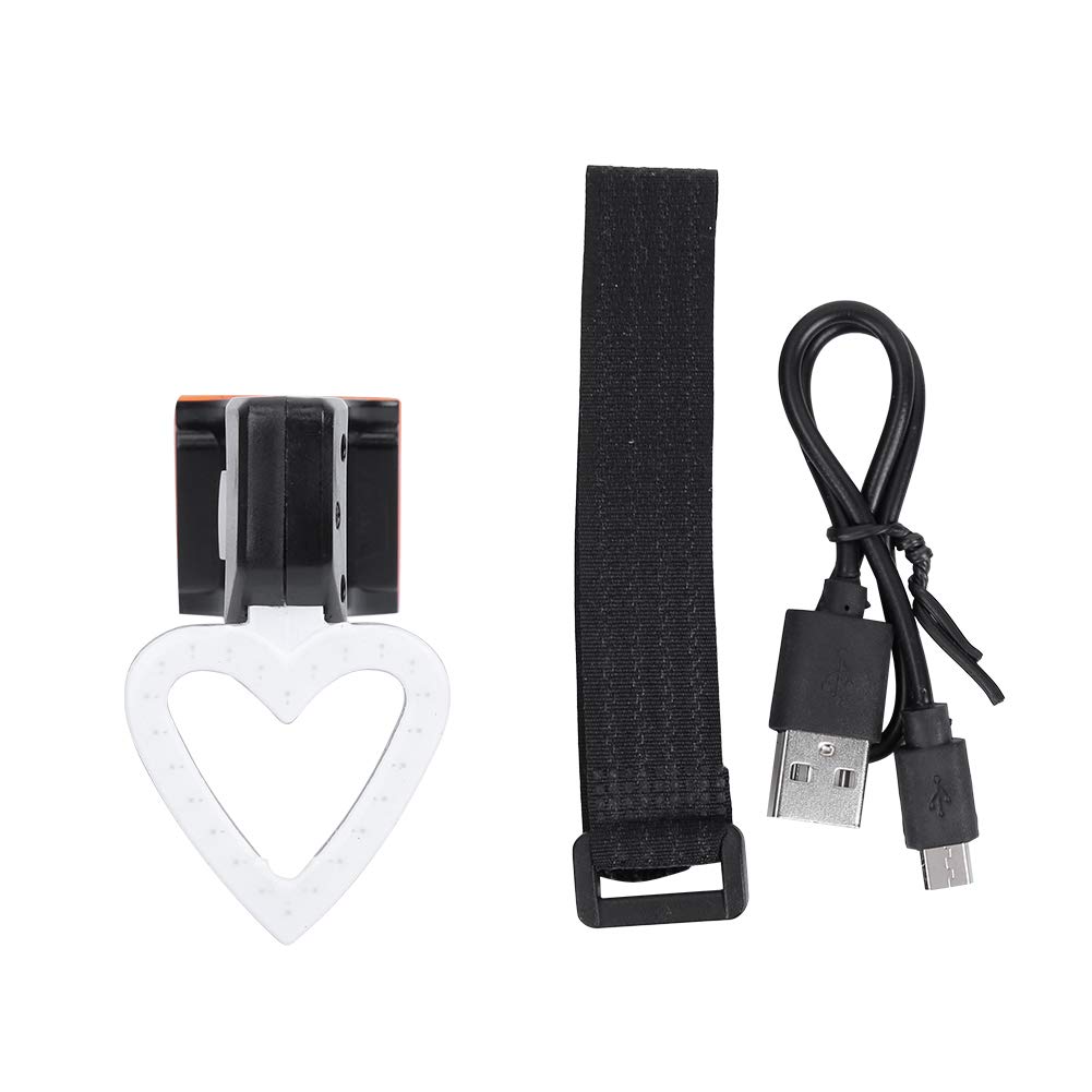 Bike Tail Light, USB Charging LED Tail Light Waterproof Rear Lamp Red for MTB Bicycle Mountain Bike Tail Light (heart shape)