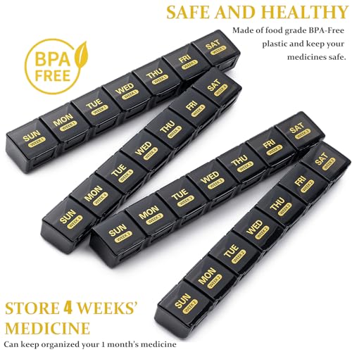 Image of Monthly Pill Organizer, 28 Day Pill Box 1 Time a Day with Dust-Proof Case, Large 4 Weeks a Month Pill Case Container, Daily Vitamin Case Box for Pills /Medicine /Fish Oil /Supplements(Black)