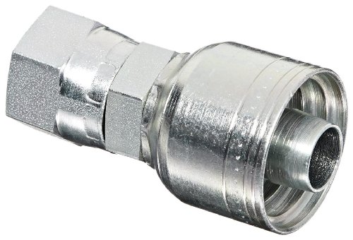 Image of Aeroquip 1AA10FJ10 Carbon Steel Global TTC (Thru the Cover) Crimp Hose Fitting Female JIC Swivel, Straight, 5 /8 inch Hose ID, 7 /8 inch - 14 Thread
