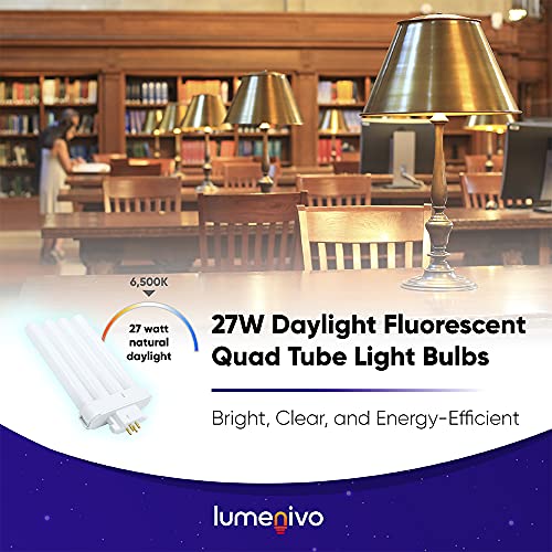 Lumenivo Fml 27W 6500K Bulb Quad Tube Fluorescent Light Bulb Gx10Q-4 4 Pin Base - Daylight Full Spectrum Tube Light Bulb - Sunlight Lamp Replacement Bulb - 10,000 Hours - 1330 Lumens #TOP5