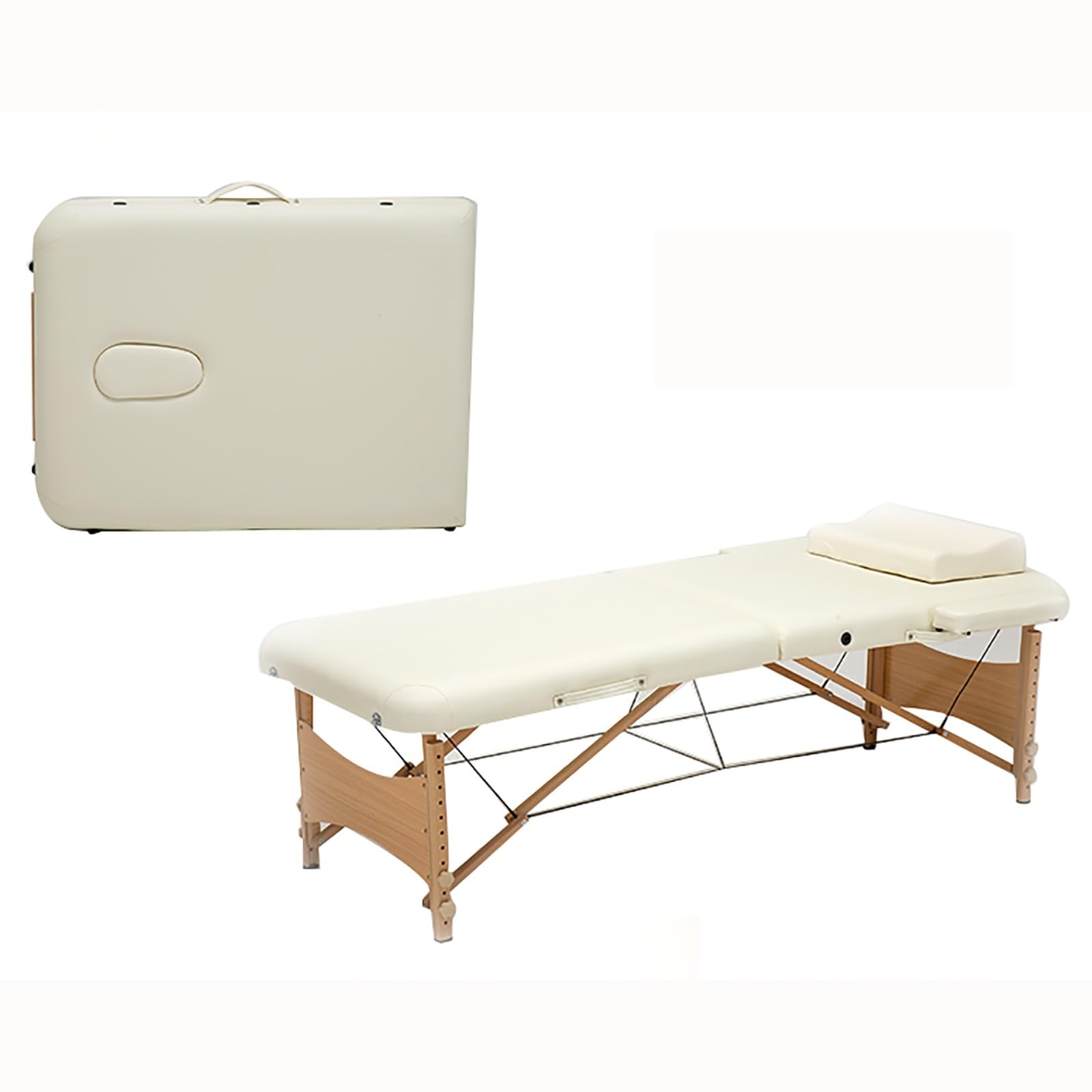 Gtzly Lettino Massaggio Portatile Lettino Pieghevole Portatile Leggero, Altezza Regolabile, Lettino Professionale for Salone di Bellezza con Cuscino E Custodia for Tatuaggi, Fisioterapia(White)