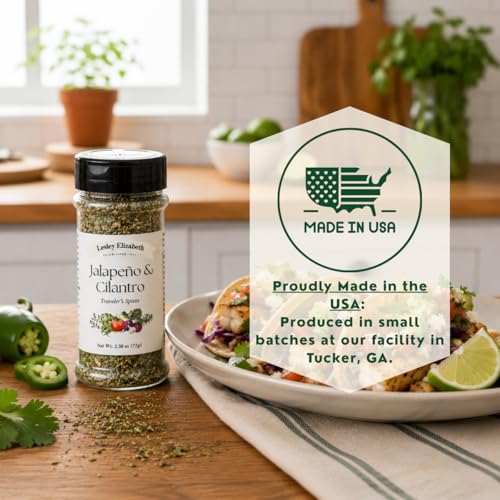 Image of Lesley Elizabeth Jalapeno & Cilantro Traveler's Spices - Spicy Mexican Seasoning Blend for Tacos, Chicken, Beef, Fish & Vegetables | Gourmet All-Purpose Cooking & Grill Rub