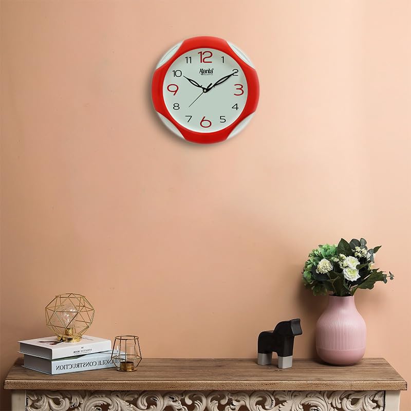 Image of Ajanta F-Series 12 Inches Analog Wall Clock for Home and Offices, Wall Watch (Red), Plastic