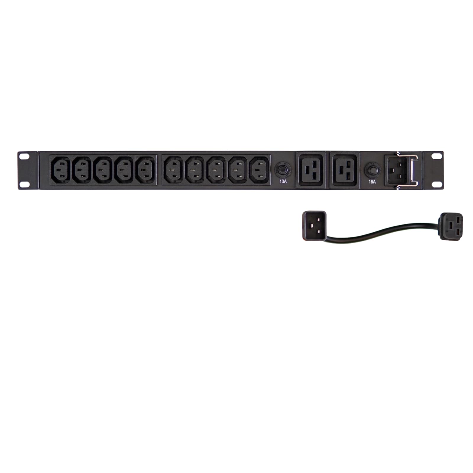 Basic Rack Single Phase PDU 250V 20A, Inlet C20, 1U Rack Mount Outlet 10 x C13 + 2 x C19 w/ 15A + 20A Circuit Breaker-image-49