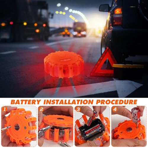 CJBIN Warnleuchte, 2 Stück Warnblinkleuchte, Wasserdichte Warnblitzer mit Magnet, Haken und 9 Blinkend Leuchtmodi für Kfz, Lkw, Traktor, Boot, Camping