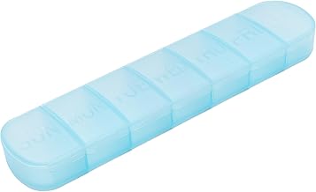 7 Day Blue Pill Organiser – Transparent Blue Case for Easy Pill Inventory Check, BPA-Free Safe Material, Lightweight Portable Medicine Box for Tablets, Vitamins & Supplements, Ideal for Home or Travel