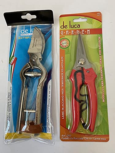 FORBICE TRINCIAPOLLO - pota cromata chiusura passante cuoio + FORBICE GIARDINAGGIO fiori vigna marca de luca