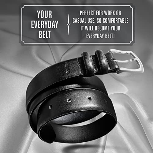 Nine West Mens Belt Vegan Leather Regular Dress Casual Everyday Belt 32mm Wide, Catskill Black Belt Designed in the USA, M2