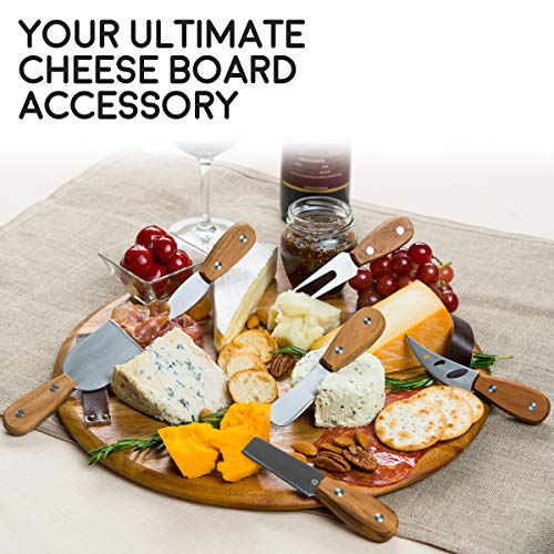 Harvest 6-Piece Cheese Knife Set (Gift-Ready) - Premium Stainless Steel Cheese Knives With Rivets, Full Tang Blades And Teak Wood Handle Charcuterie Board Accessories W/ 15 Festive Recipes #TOP5