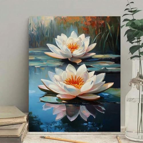 Toile murale fleur de lotus blanche 40x60 cm art zen sans cadre - 2