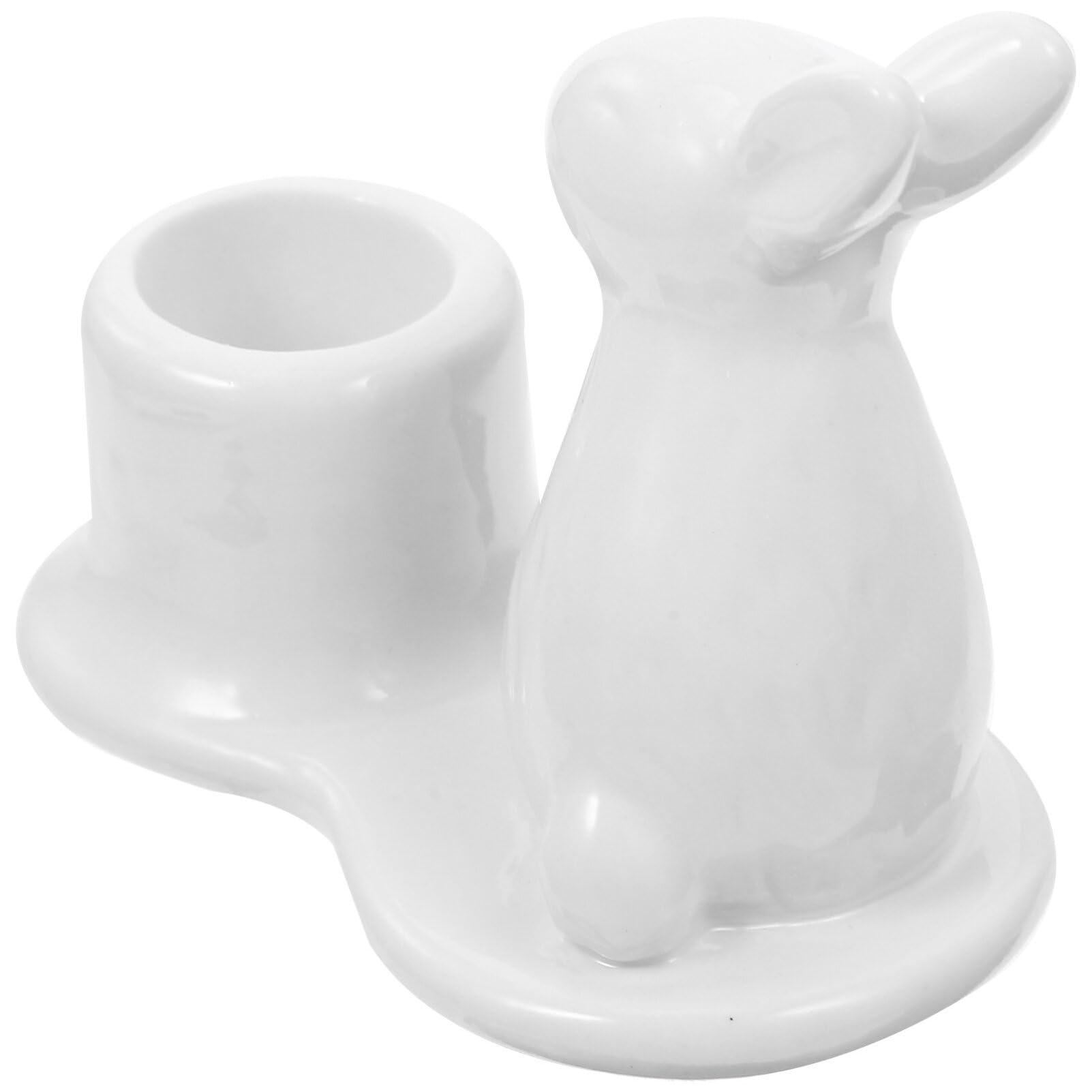 Portacandela in ceramica stile nordico a forma di coniglio di Pasqua