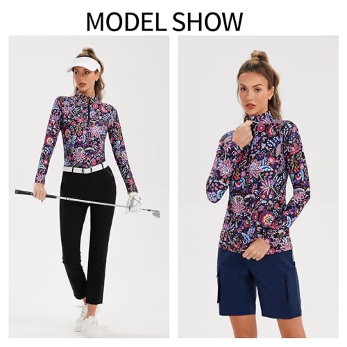 Image of Soneven Women's Sleeveless Golf Top Floral Athletic Golf Wear Moisture Wicking Sleeveless Polo Quick Dry