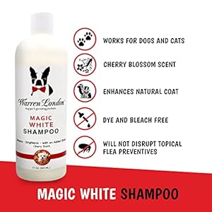   Warren-London-Magic-White-Dog-Shampoo-Whitening-Shampoo-for-White-Dogs-Lighter-Dog-Coats-Puppy-and-Cat-Safe-Grooming-Supplies-Cherry-Scent-Made-in-USA-17oz