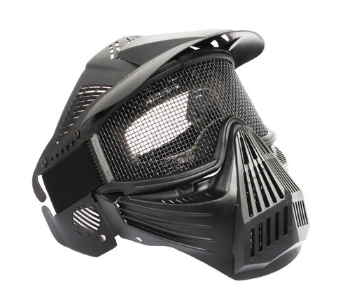 G-Force Complete Protection Modular Tactical Face Mask w/ Tactical Wire Mesh, Full Neck Guard & Visor - BLACK