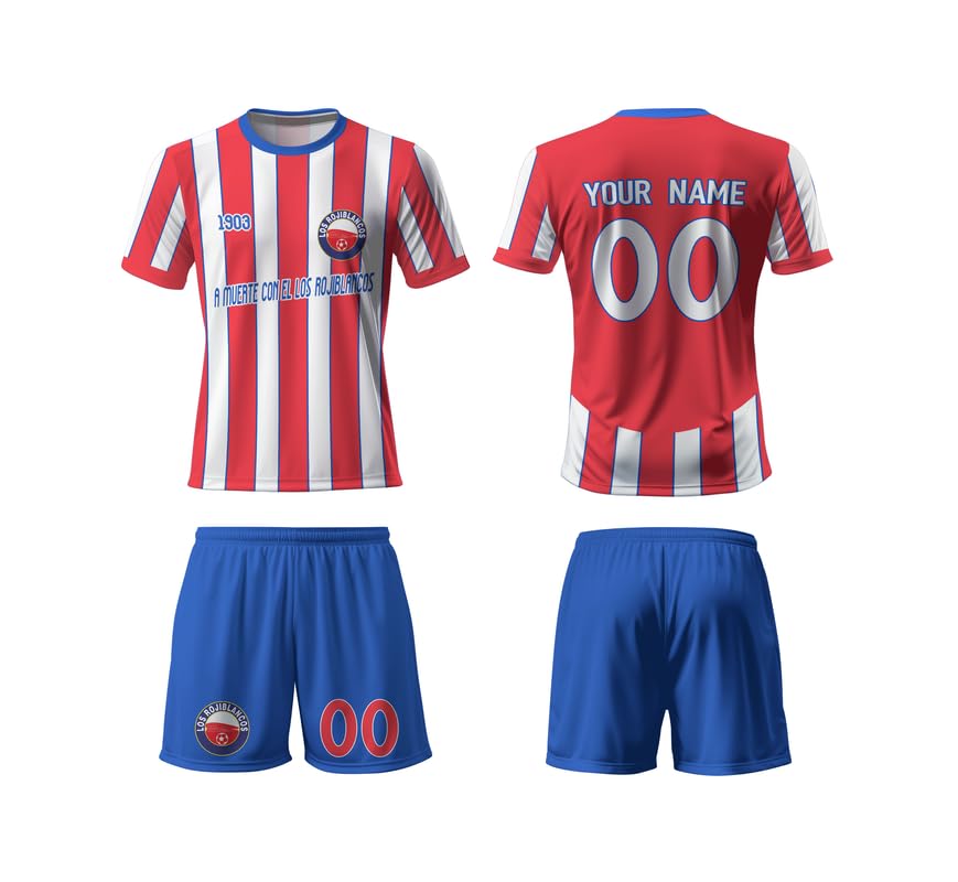 Kits de fútbol para niños, kit de fútbol personalizado para niños con número de nombre, logotipo del equipo, regalos de pelota de fútbol para niños, hombres y mujeres, poliéster, Atlético de Madrid, 2