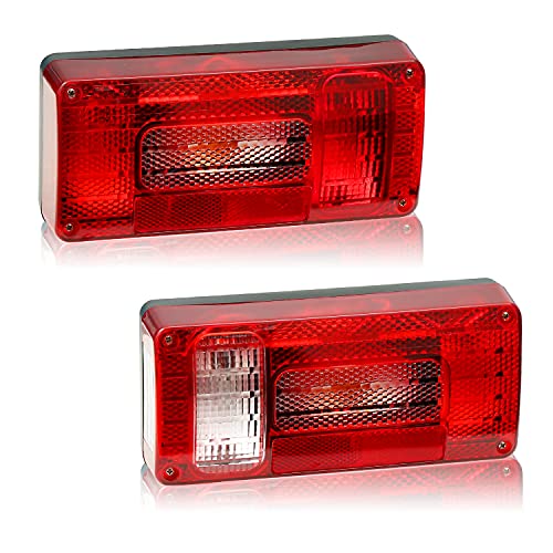 Hawkeye Conjunto de luces traseras para remolque, 6 funciones,Pilotos Bombilla Halógena Remolque pilotos traseros caravana cuadrado para camioneta Cover