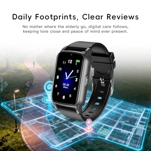 Fall Detection Smart Watch for Seniors with GPS Tracking, SOS Alert & HD Video Call, Waterproof Fitness Tracker for Dementia/Alzheimer’s, 4G Safety (Black) - Image 4