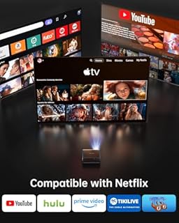 Proiettore 4K[Compatibile con Netflix/Dolby]1000 ANSI Regolazione Auto Dell'immagine AI Proiettore Portatile per Smart Home Theater e Esterno WiFi 6 Two-way Bluetooth 5.3 Videoproiettore TOPTRO A1