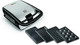 Tefal Snack Collection Sandwich Maker, Waffle Maker, Panini, Grill, 4 Plates Included, Non-Stick Coating, Removable and Dishwasher Safe Plates, Easy Storage, SW854D16 - 1