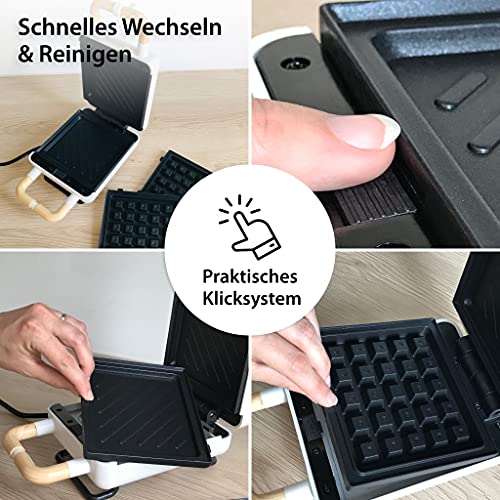 ADE Waffeleisen Sandwichmaker 2-in-1 KG2138-3 auswechselbare Platten, Sandwichtoaster mit Teflon-Antihaftbeschichtung… – Bild 7