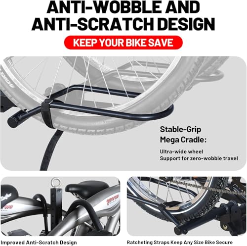 Image of Young Electric Bike Rack for Car - Hitch Mount Ebike Rack 200 lbs Capacity E-Bike Carrier for Cars Trucks SUVs Minivans RV with 2'' Receiver, Foldable Bike Racks for Up to 5'' Fat Tire Bicycle