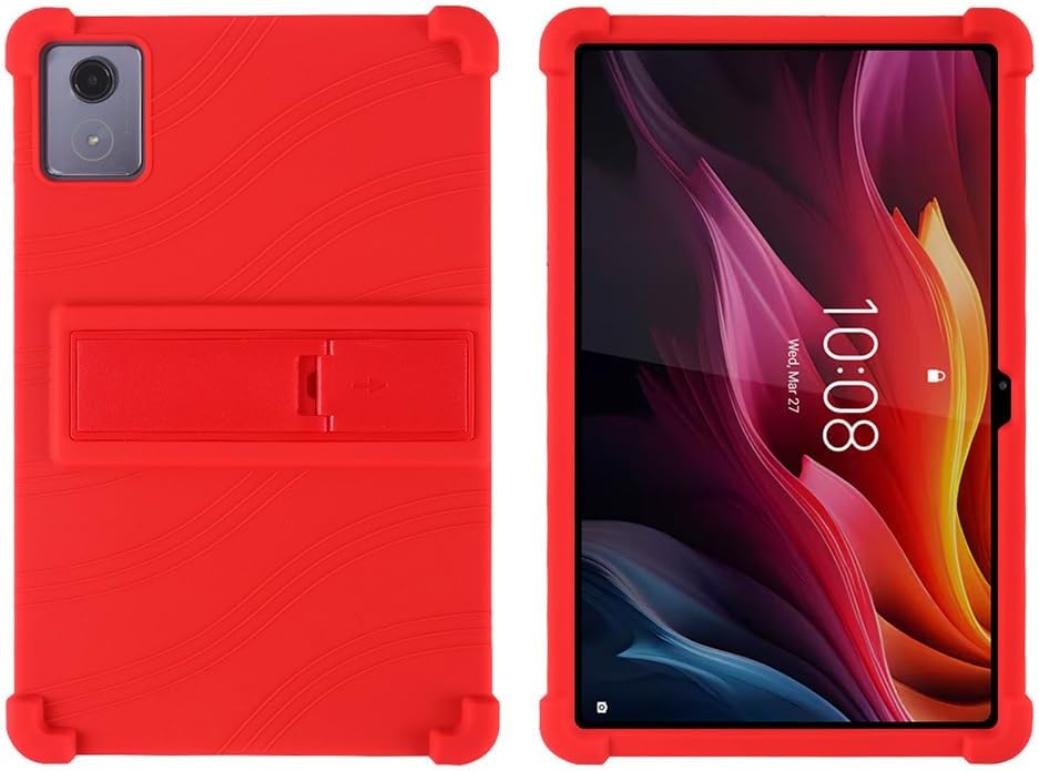 Compatible with Case for Lenovo Tab K11 Plus 11.45 inch TB352FU Tablet, Full Coverage Ultra Slim Adjustable Stand Silicone Shockproof Lightweight Protective Cover Case (Red)