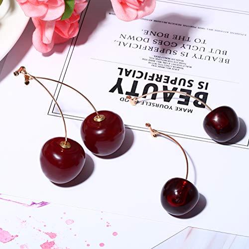 4 Pairs Cherry Drop Earrings Cherry Dangle Jewelry Fruit Dangle Earrings for Women Friends3