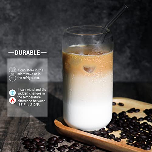 Kxuhivc 1 Pack Glass Cup, 16Oz Drinking Glass With Bamboo Lid And Straw, Beer Can Glass Tumbler For Mojito Soda Smoothies Whiskey Iced Coffee Cocktail Tea Juice #TOP1