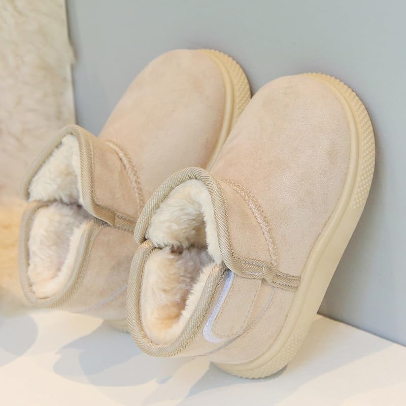 Kids Winter Ankle Snow Boots, Suede Fur-Lined, Brown, Non-Slip Sole2
