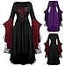 Produktbild YEBIRAL Damen Langarm Mesh Mittelalter Kleid Bodenlangen Maxikleid Große Größen Renaissance Cosplay Dress Party Kostüm Lang Halloween Kostüm (Y- Schwarz, L)