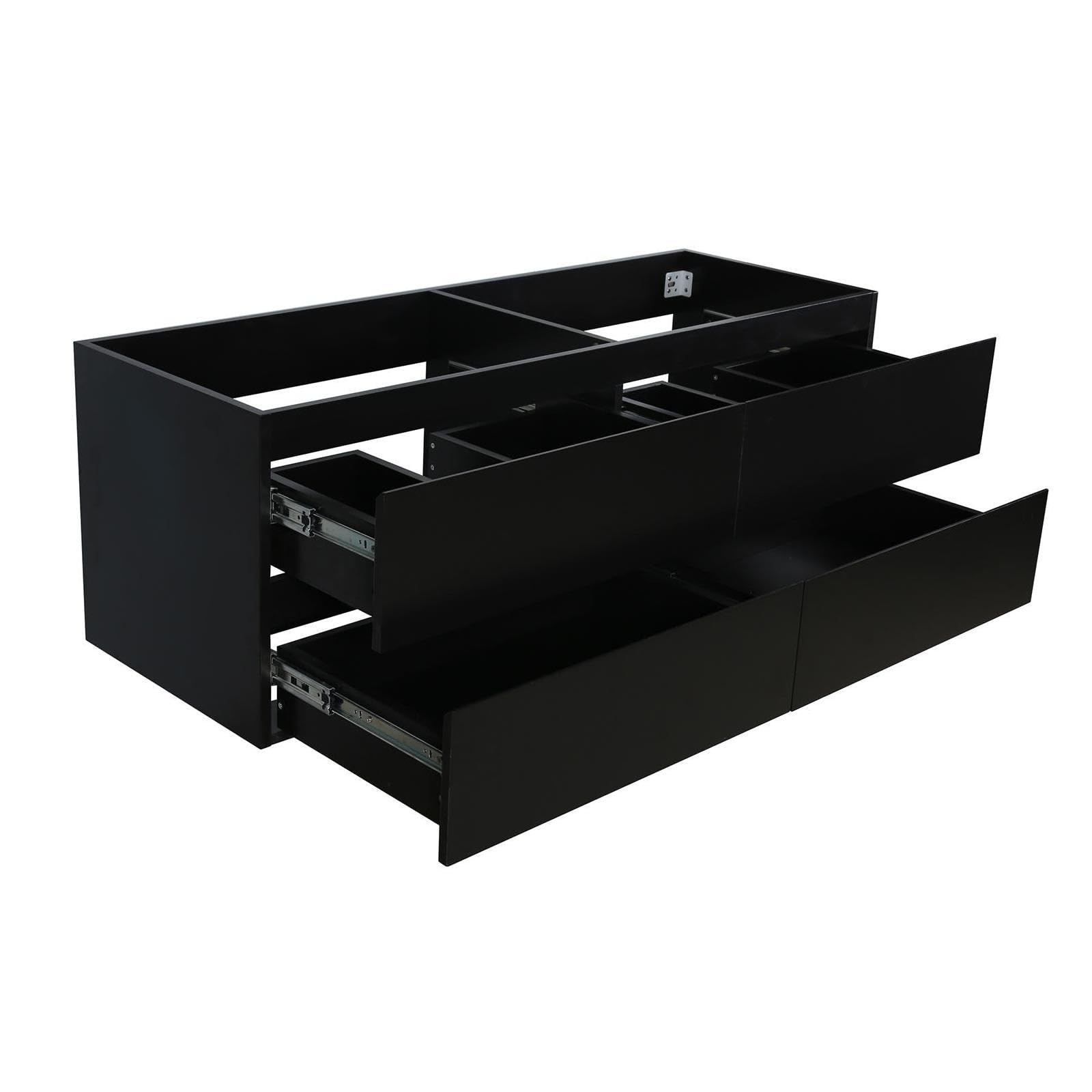 MOB-IN Set mit Doppelwaschbecken, Schwarz, Carbon, 120 cm + 2 Waschbecken + 2 Wasserhähne Sorrento