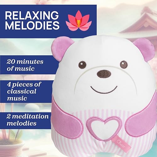 Chicco Ours en Peluche, Peluche électronique Douce pour bébé, Rembourrage Souple, 20 Minutes de Musique relaxante et méditative, lumière Douce, Lavable en Machine, 0 Mois et Plus, Rose