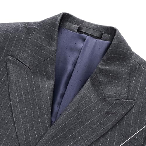 Men's Double Breasted Pinstripe Suit 3 Piece Slim Fit Sport Coat Business Wedding Prom Formal Jacket2