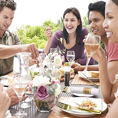 60 Pack Pre Rolled Gold Plastic Silverware Set, Wrapped Plastic Cutlery Set With 60 Napkins 60 Forks, 60 Knives, And 60 Spoons, Disposable Heavy Duty Plastic Utensils Set For Dinner Party Wedding #TOP6