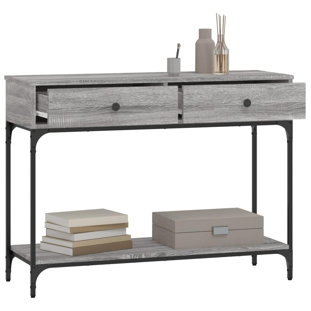 Sonoma stolik konsolowy, szary, 100 x 34,5 x 75 cm, wąski stolik pomocniczy z materiału drewnopochodnego z metalowym stelażem, stół do przedpokoju do salonu i przedpokoju