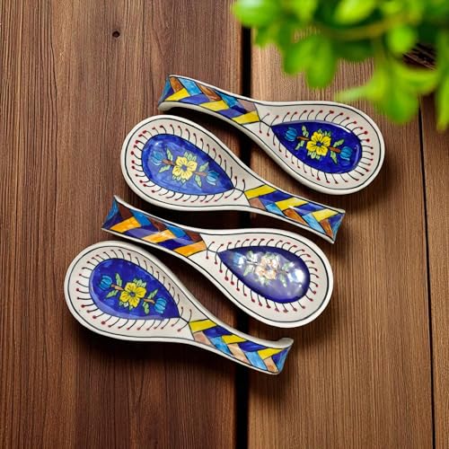 Image of Malaikah Ceramic Spoon Rest Pack of 4 for Home, Kitchen, Dining, Kitchen Decor & Gifting