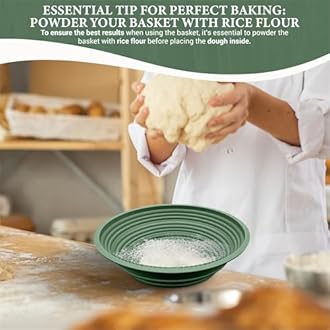 Sourdough Whisper Premium Silicone Sourdough Banneton Bread Proofing Basket - Includes Oval & Round Foldable proofing Bowls (9.5 Inch) - Oven & Dishwasher Safe, Gifts for Artisan Bakers - Sage Green